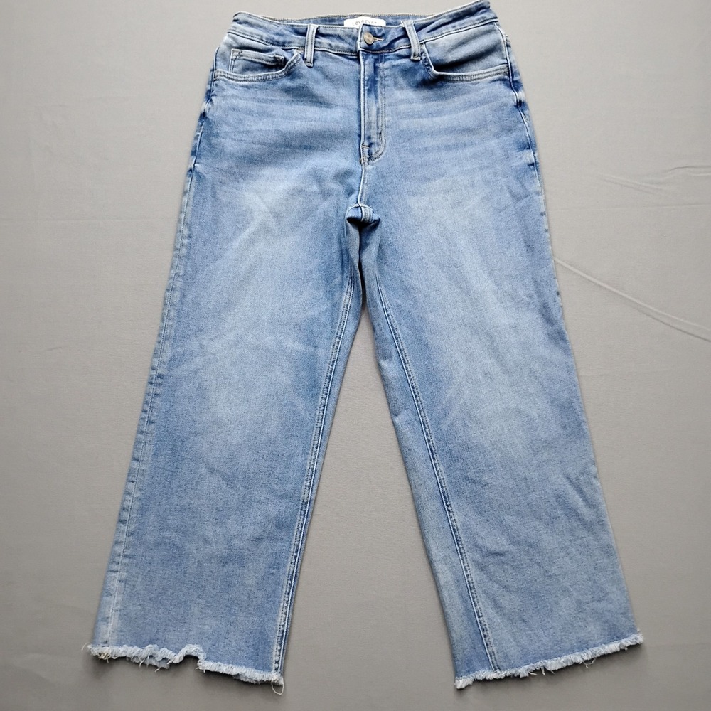 Lovervet by Vervet Womens High Rise Wide Leg Raw Hem Jeans Blue 31/13